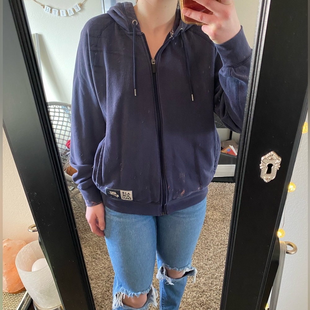 Michael Jordan, Medium, Navy blue zip up hoodie. Size M.